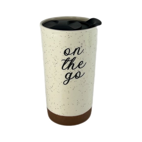 10 Strawberry St "on the go" Speckled Ceramic Insulated 12 Oz Travel Tumbler EUC - Picture 1 of 6